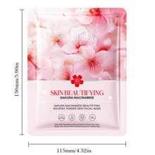 1/3/5/10片樱花烟酰胺亮白面膜，保湿，补水，滋养护肤面膜 - 彩色 - 查看 5