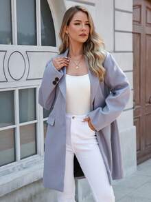 Damen Jacke mit einfarbigem Knopfkragen, geeignet für den täglichen Gebrauch, Urlaub, Reisen, Herbst/Winter, dick