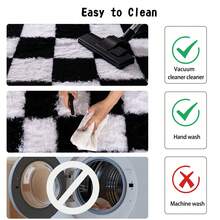 5x7 Feet Checkered Area Rugs For Bedroom, Black And White Modern Shag Plaid Rug Washable Non-Slip Large Area Rug Super Soft Indoor Fuzzy Carpet Fluffy Rugs For Living Room Home Aesthetic Decor - 黑與白 - 查看 4