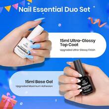 Beetles 2Pcs 15ml Base And Top Coat Set Upgrade No Wipe Extra Glossy Gel Top Coat Finish Soak Off UV LED Gel Polish Essentials For LongLasting Manicure KitDEVO - 0-0-底漆和麵漆 - 查看 2