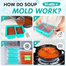 1-Cup Silicone Freezer Molds With Lid, 4 Packs Soup Freezer Ice Cube Tray For Food, Silicone Food Freezing Container For Storing And Freezing Soup, Broth, Sauce And Ice.,9822727 - 藍色 - 查看 7
