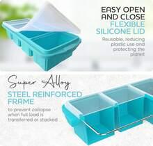 Silicone Freezer Tray With Lid - Soup Freezer Container Molds - Large Ice Cube Tray- Makes 8 Perfect 1 Cup Portions Cubes, 1-Pack Freezer Storage Food Soups & Meal Prep - Oven & Dishwasher -Safe,9822783 - Brown - View 6