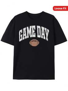 High-Quality Washed Cotton, Letter Print Pattern Men's Short-Sleeve-Shirt, Crew Neck, Comfortable And Breathable, Casual Loose Fit Cotton Menkpop Labor Day Men Clothing Manfinity Romwe Shirts Men Shirts Graphic Tees Camisas Para Hombre Graphic Tees Graphic Te