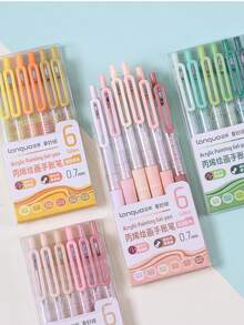 LANGUO New Launching Clicker Gel Pen 6pcs/Set,54/90colors Morandi Journal Pen Set, High-Quality Large Capacity Colorful Gel Pens, Low Saturation INS Style, Classroom Notes, Journaling, Reading Summaries, Meeting Minutes, Work Planning, Mind Maps, Specialized For Quick-Drying Ink, Precision Tip For Stable Ink Flow - Multicolor - View 5