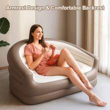 Inflatable Couch Outdoor Air Sofa,Blow Up Couches For Camping, Double Size,Foot Pump Included(Black) - 棕色 - 查看 5