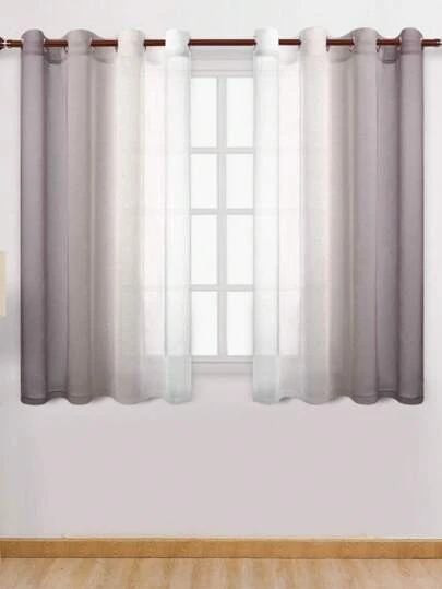2 Stücke Farbverlauf Transparente Vorhänge, Ösen Oben Fenstervorhänge, Fensterdekorationen für Schlafzimmer Wohnzimmer, Heimdekoration, Raumdekoration