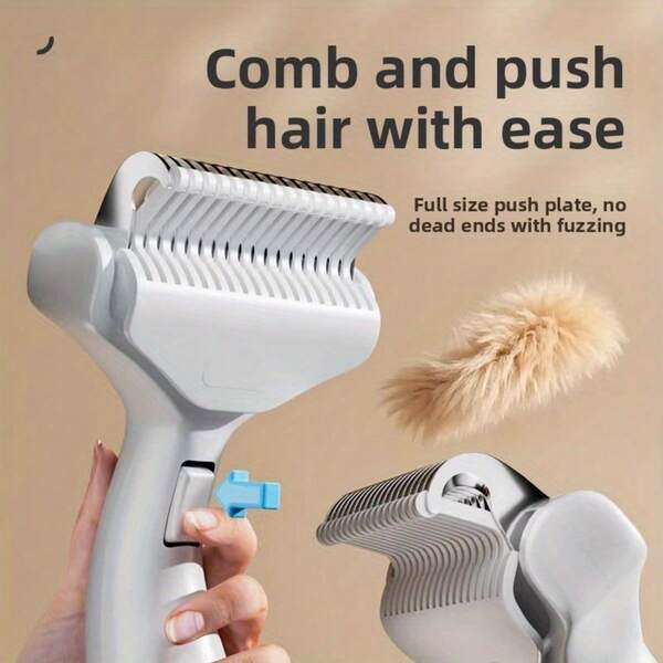 1pc Stainless Steel Dog Deshedding Brush - Floating Deshedding Comb, Single Click Detangler, Suitable For Long Haired Breeds, Pet Grooming Essential | Ergonomic Handle | Stainless Steel Comb, No Battery Required
