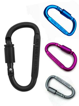 1pc High Quality Thickened 8CM Lockable D-Ring Carabiner Screw Nut Clip, Colorful Aluminum Alloy D-Shape Buckle