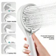 3pcs/Set Fish Scale Patterned High Pressure Shower Head Kit - ABS Large Panel 5-Setting Adjustable + 1.5m Hose + No-Drill Bracket | Home Bathroom Hot Water Heater Showerhead | Hotel & Homestay Grade Quality - Multicolor - View 5