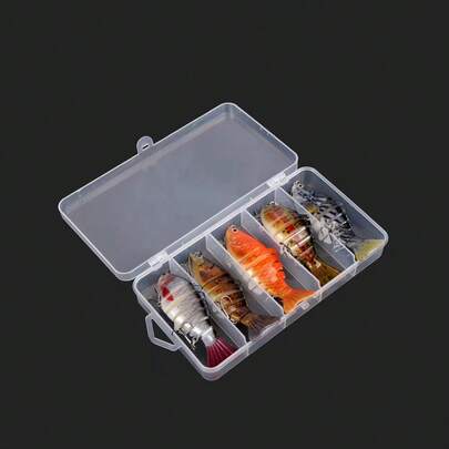 5pcs/Set Saltwater Fishing Lures With Storage Box, Multi-Section Fishing Bait, Fishing Lure Kit, Suitable For Sea Fishing, Catching Big Fish With Storage Box