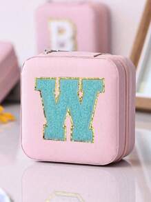 1 件多功能 Ins 风格便携式珠宝收纳盒，带拉链，天鹅绒和 PU 材质，多层，可容纳戒指、耳环、项链和其他配饰，适合女士返校收纳整理器旅行必需品返校宿舍收纳秋季装饰 - 粉色 - 查看 19