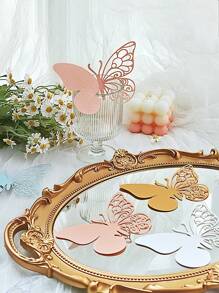 50 张 3D 蝴蝶座位卡、酒杯座位卡、蝴蝶婚礼场地名片、镂空蝴蝶座位卡、婚礼派对装饰、完美婚礼、毕业典礼、生日派对、返校季周年纪念 - 墙贴增强氛围 - 彩色 - 查看 5