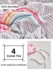 2/3pcs Cartoon Rainbow Sky Digital Print Bedding Set, Pink Cute Campus Style Bedroom Decor, Soft & Breathable, Machine Washable (1 Duvet Cover + 1/2 Pillowcase, Filler Not Included), Suitable For All Seasons - Multicolor - View 6