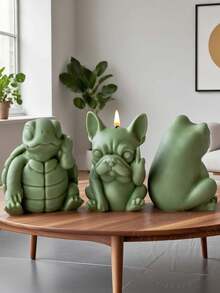 Khuôn nến thơm hình bò, rùa, chó con, ếch tiêu thụ xuyên biên giới, Khuôn nến trang trí thủ công bằng thạch cao hình động vật ba chiều tự làm, Khuôn nến silicon hình động vật có thể tái sử dụng, Dùng để trang trí tại nhà | Dễ tháo khuôn, Khuôn silicon, Dùng làm móc khóa, mặt dây chuyền và các dự án trang trí nhà cửa, Khuôn silicon thủ công, Đồ thủ công trang trí, Thiết kế động vật dễ thương - trắng - Xem 2