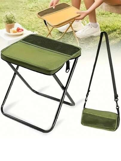 1 st. utomhusryggsäck med hopfällbar pall, pennväska, bärbar och kompakt campingutrustning, axelväska med hopfällbar stol