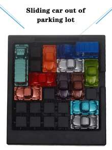 兒童汽車突圍遊戲，解開交通堵塞時間，趕在尖峰時段移走倉庫中的車輛，鍛煉邏輯思維、空間思考和多人互動推理能力的棋盤遊戲，教育玩具，男女兒童禮物，擁有完整證書 - 彩色 - 查看 4