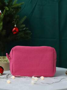 Personalized Waffle Travel Makeup Bag - Graduation Season Return Gift Customized Letter Makeup Bag, Embroidered Toilet Bag, Bridesmaid Gift, Wedding Gift, Ladies Gift, Makeup Bag, All-Purpose, Large Capacity, Versatile, Adorable, Contracted, Funny, Kawaii, Y2K, Minimalist, Commuting, Business Casual, Basics, Custom, Personalized, For Birthdays, For Holiday/ Vacation, For Outdoors/Outings/Travel/Hiking/Stadium/Sports/Climbing, For Business/Commute/Work/Office, Customized Women Bags, Delicate Romance, Travel Gift, Travel Gift For Family, New Year Glamour - Multicolor - View 9