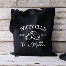 Customized Wife Club Tote Bag, Women's Tote Bag, Wife Gift, Honeymoon Tote Bag, Newlywed Gift, Newlywed Couple Gift, Newlywed Wife Gift, Wedding Gift - Multicolor - View 4