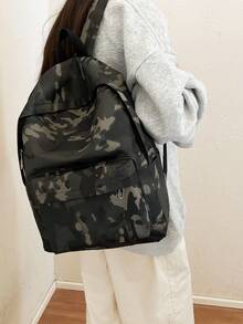 1 Stück einfarbiger modischer Rucksack, großer Kapazität Lässig Pendler Rucksack für Herren Jagdtasche - Verschiedenfarbig - Übersicht 5