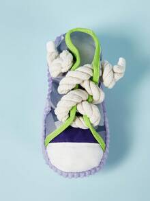 PETSIN 1 件装运动鞋形狗狗咀嚼玩具，带绳结和吱吱球 - 耐用牛津布咀嚼器，适合好斗的咀嚼者，互动吱吱叫声，适合幼犬/成年犬，室内外玩耍 - 查看 7