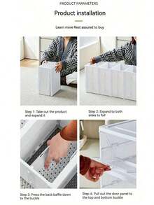 Modern Collapsible Shoe Organizer - 6 Layer Stackable Cabinet With Lid For Space-Efficient, Dust-Free,Storage,Thickened,Transparent Shoe Cabinet Storage Box, Home Simple Shoe Rack,Plastic Foldable Shoe Cabinet With Cover - 白色 - 查看 9