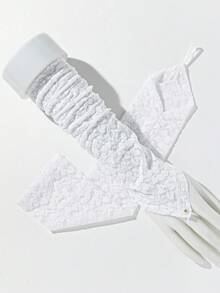 1双女士蕾丝图案优雅百搭露指手套 - 彩色 - 查看 11