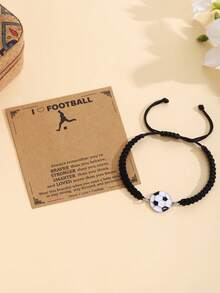 1 chiếc vòng tay thủ công có thể điều chỉnh, chủ đề thể thao (bóng rổ/bóng đá), thích hợp cho bé trai đeo hàng ngày; kèm theo thiệp động viên, món quà tuyệt vời dành cho những người bạn dũng cảm. - 1 vòng tay thắt nút bóng rổ - Xem 10