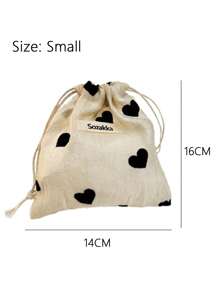 3 件香槟色心形抽绳袋，小物品收纳袋，便携式洗漱包化妆包旅行必备包，适合学校度假度假返校用品化妆包旅行包女士