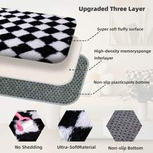 5x7 Feet Checkered Area Rugs For Bedroom, Black And White Modern Shag Plaid Rug Washable Non-Slip Large Area Rug Super Soft Indoor Fuzzy Carpet Fluffy Rugs For Living Room Home Aesthetic Decor - 黑與白 - 查看 7