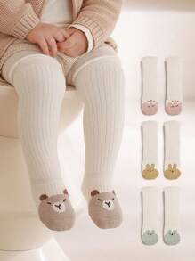 1 Pair Cartoon Pattern Cute Baby Long Socks, Thick Warm Soft Breathable For 0-5 Years Old, Autumn/Winter