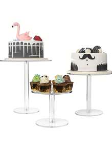 1/3/6 件亚克力蛋糕架，透明圆形纸杯蛋糕架，适用于甜点桌，甜点纸杯蛋糕糕点糖果展示架，适用于婚礼、活动、生日派对，蛋糕托，适用于纸杯蛋糕甜点蛋糕披萨 - 無色 - 查看 1