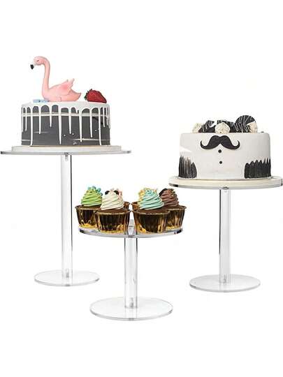 1/3/6 件亚克力蛋糕架，透明圆形纸杯蛋糕架，适用于甜点桌，甜点纸杯蛋糕糕点糖果展示架，适用于婚礼、活动、生日派对，蛋糕托，适用于纸杯蛋糕甜点蛋糕披萨