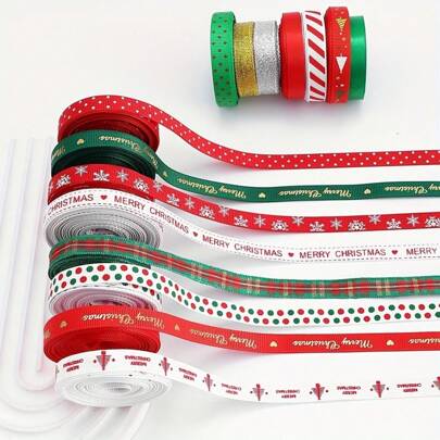 1pc 1cm Wide/5 Yard Long Classic Christmas Satin Ribbon, Soft Craft Ribbon, Can Be Used For DIY, Gift Packaging, Bouquets, Hair Accessories - Perfect For Christmas, Thanksgiving, Birthdays, New Year's And Valentine's Day Decoration ﻿ Home Decor Christmas Decorations Room Decor Winter