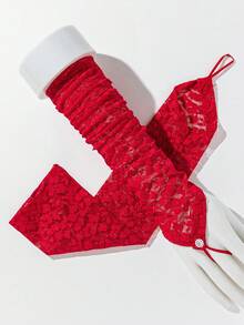 1 Pair Women's Lace Pattern Elegant & Versatile Fingerless Gloves - Multicolor - View 4