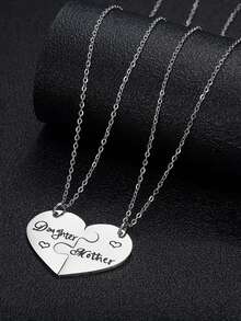 2pcs Personalized Engraved Name Necklace, Suitable For Mom & Daughter, Mom & Son, Dad & Daughter, Dad & Son, Eternal Family Giftback To School Winter Gift Ideas Boy Girl Valentine's Day,Multi-Functional,Ornamental,Letter,Stylish,Vintage,Adorable,Cute,Custom,Personalised,Unique,Customized,Ideal Gifts For Him,Ideal Gifts For Her,Son,Daughter - Silver - View 4