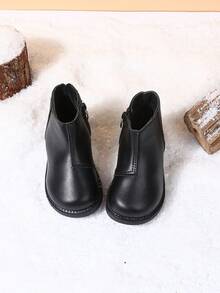 1 双儿童秋冬新款时尚百搭小女孩皮靴，中筒，防滑软底