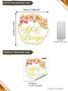 1 件 PVC 门贴，花朵和字母图形门装饰自粘贴纸，适用于厕所、贴纸、墙贴花、乙烯基贴花，用于家居装饰、春季装饰品让您的家焕然一新、Rama 装饰贴纸礼物生日毕业