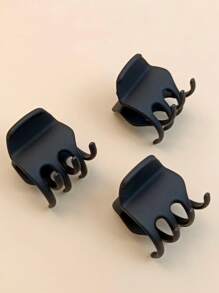 3pcs Women Black High Ponytail Mini Hair Claw Clips, Daily Hairstyle Accessories Hair Accessories