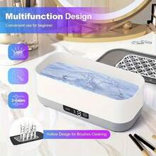 1件多功能清洁机，化妆刷清洁器，眼镜清洁盒，USB充电，小型家用大容量假牙珠宝清洁器，多功能振动清洁机 - 白色 - 查看 4