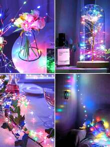 1 Stück LED-Feenlichter für Heimdekoration, batteriebetrieben, Innenraum-Dekorations-Lichterkette, Schlafzimmer-Wandvorhang-Dekoration, Party-Dekoration, Außen-Garten-Dekorationslichter - Verschiedenfarbig - Übersicht 9