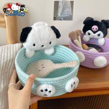 Sanrio 1 Stück Sanrio Hello Kitty süß Kawaii Aufbewahrungskorb, reizvoller Make-up Organizer, Schlafzimmer Dekoration, Geburtstagsgeschenk, Abschlussgeschenk, Pink - Hello Kitty bezaubernder großer Rollaufbewahrungskorb - multifunktionale Stoff Schreibtisch Organizer Box, klassisches Design, geeignet für Zuhause, Büro, Spielsachen und Zubehör
