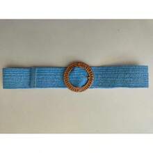 Liso    Casual    Poliéster    Trenzado    cinturon de rafia - Azul - Ver 2