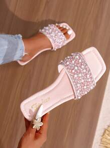 女士平底凉鞋，时尚、高端、优雅、耐用、舒适、休闲、耐用，女性的最佳选择 - 粉色 - 查看 1