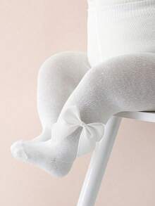 6 Pairs Girls' Simple Solid Color Tights, Cute Bow Decor, Versatile For Daily Wear, Suitable For All Seasons - Multicolor - View 7