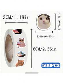SCXXBSW 500张猫咪卡通涂鸦贴纸装饰水杯笔记本行李箱防水卷贴