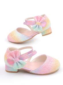 Girls' Leather Shoes, New Fashion Korean Style High Heel Colorful Glitter Princess Shoes
