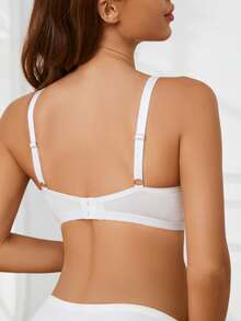 Maternity Contrast Color Lace Patchwork Spaghetti Strap Back Hook Closure Bra - White - View 2