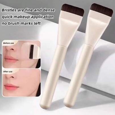 3支全新超薄直头平头粉底/面膜刷，化妆师必备工具，隐形无痕，旅行装超薄粉底刷轻盈面部轮廓刷扁平面膜刷晕染粉底霜化妆刷，银色粉底刷，化妆刷粉底化妆工具扁平粉底刷液体粉底刷，粉底刷，遮瑕刷，腮红刷，轮廓刷，腮红刷，修容刷，散粉刷，粉底刷，腮红刷，赠品