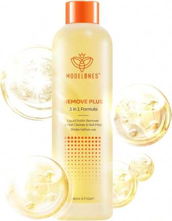  Modelones Nail Polish Remover Ultra-Powerful Acetone Gel Nail Polish Remover Enriched With Jojoba Oil Removes For All Types Of Nail Polish, Gel Polish, Nail Glue, Acrylic, Gels, Nail Tip & Glue(240ml)