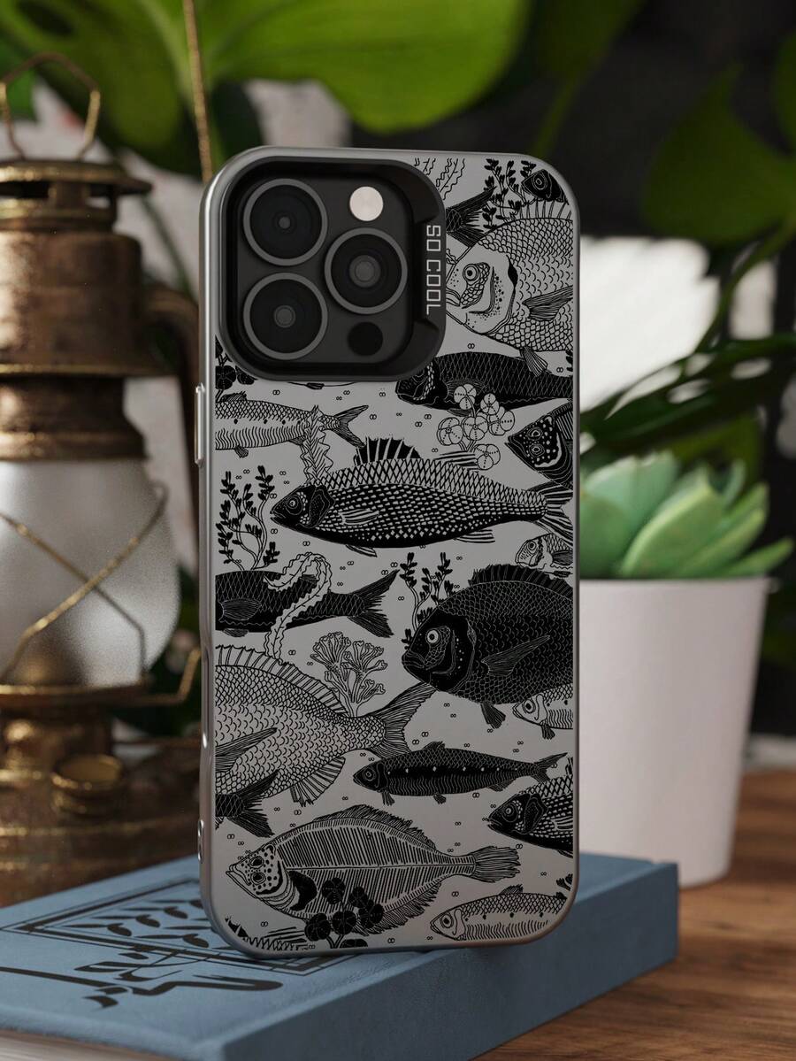 极简线鱼纹手机壳，磨砂防摔保护相机手机保护套，兼容 iPhone11、12、13、14、15、16 ProMax X、XS、XR、16E、15 Plus，兼容三星 Galaxy A03、A05、A05S、A12、A14、A15、A32 4G/5G、A35、A52/A52s 5G，兼容 OPPO A16、A17、A36、A57 4G、A58 4G、A60、A78 4G、A94、A95，兼容 Realme C21Y、C30、C35、C53、C67 4G - 彩色 - 查看 1